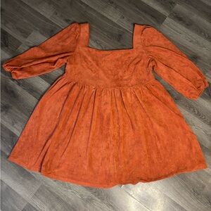 Rust Orange Long Sleeve Dress